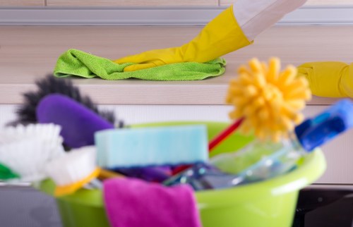 Professional home cleaners working in a Belgravia townhouse
