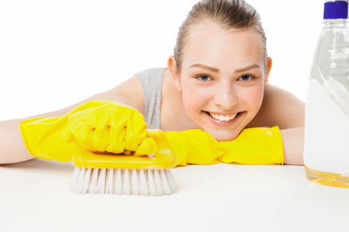 Carpet cleaning technician preparing equipment in a safe and insured environment