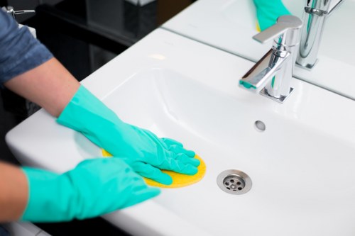 Eco-friendly office cleaning equipment in a Belgravia office