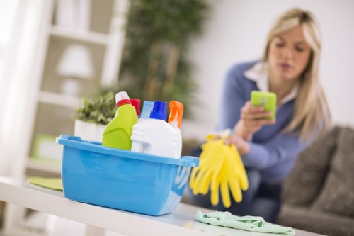 Team member completing a carpet cleaning risk assessment in a property