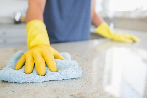 Professional carpet cleaner reviewing safety checks before starting work
